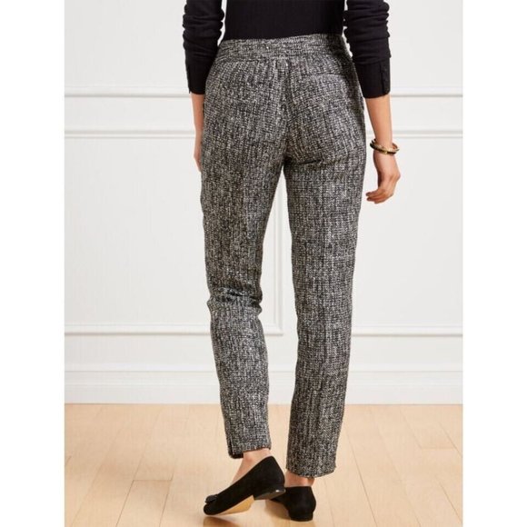 new TALBOTS HAMPSHIRE ANKLE PANTS Black White Sequin Women's 10 Petite - Picture 2 of 8